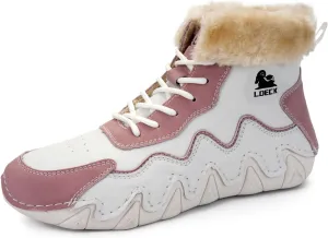 DESESE Women’s Italian Handmade Suede High Boots Casual Chukka Ankle Boots Non-Slip Outdoor Booties Shoes Waterproof Lightweight Loafers Lace-up Mid top Walking Driving Shoes Winter Plush Snow Boots