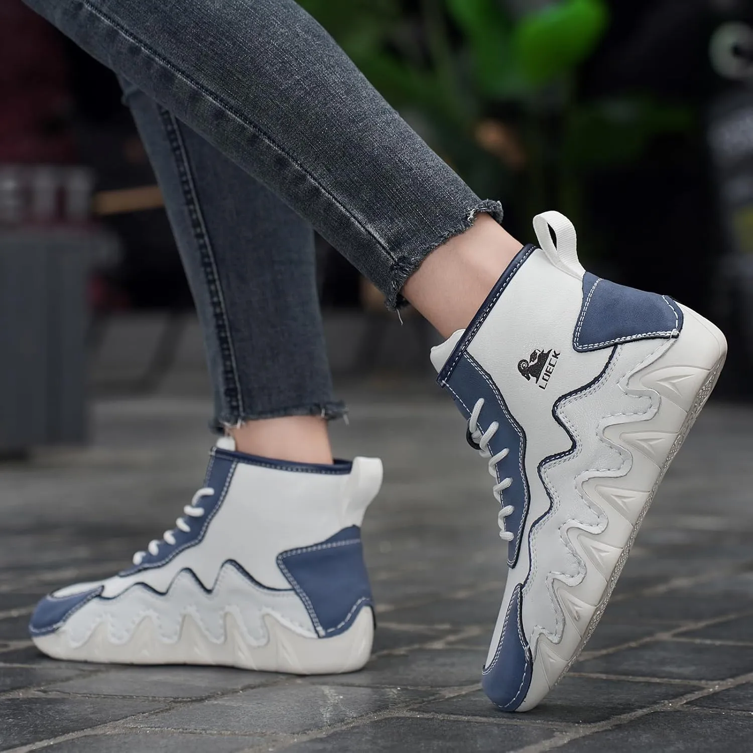 DESESE Women’s Italian Handmade Suede High Boots Casual Chukka Ankle Boots Non-Slip Outdoor Booties Shoes Waterproof Lightweight Loafers Lace-up Mid top Walking Driving Shoes Winter Plush Snow Boots