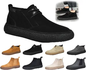 Men'S Frosted Leather Suede Suede Mid Top Board Shoes Retro Casual Fashion Design Walking Ankle Boots Comfort High-Top Waterproof Hiking