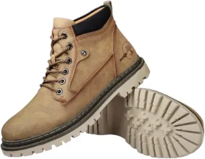 nichangyuyi Trendy and Versatile mid top Leather Boots Cotton Work Attire and Large Toe Boots